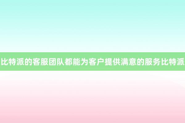 比特派的客服团队都能为客户提供满意的服务比特派