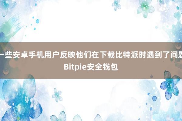 一些安卓手机用户反映他们在下载比特派时遇到了问题Bitpie安全钱包