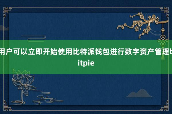 用户可以立即开始使用比特派钱包进行数字资产管理bitpie