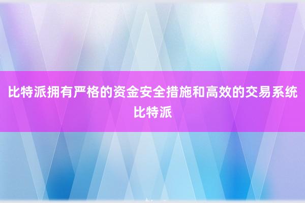 比特派拥有严格的资金安全措施和高效的交易系统比特派